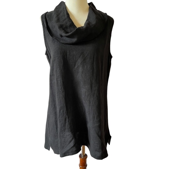 FENINI TUNIC TOP XS 100% BREATHABLE LINEN PULL ON COWL NECK CASUAL MINIMALIST - Picture 2 of 12